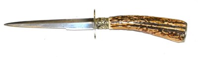 Lot 365 - A 19th Century Dagger, with 12cm diamond section double edge steel blade, German silver...