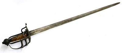 Lot 372 - A Mid/Late 17th Century Mortuary Sword, the 79.5cm single edge steel blade with a narrow fuller...