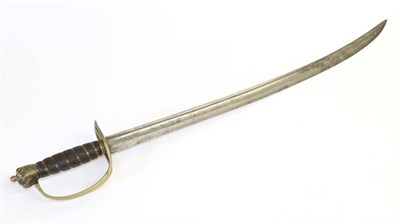 Lot 374 - A Late 18th Century Naval Officer's Sword, the 66cm curved single edge steel blade double edged for