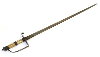 Lot 377 - An 18th Century British Infantry Officer's Sword, the 81cm single edge fullered steel blade...