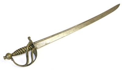 Lot 378 - A Mid 18th Century Lincoln Militia Hanger, the 63cm single edge curved steel blade with a...