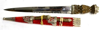 Lot 382 - A Victorian Scottish Dirk, the 31.5cm scallop back steel blade double edged for the last 14cm,...