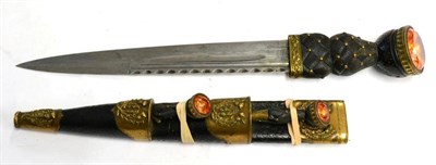 Lot 383 - A Victorian Scottish Dirk, the 27cm scallop back steel blade double edged for the last 11cm, with a