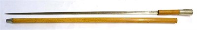 Lot 391 - A 20th Century Malacca Swordstick, the 70cm blade etched with Masonic symbols, the handle with...