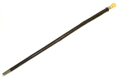 Lot 403 - An 18th Century Swordstick, the 58cm tapering diamond section steel blade engraved with scrolls...