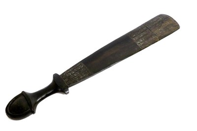 Lot 409 - A Massim, Trobriand Islands Sword Club, the large spatula type blade lightly carved at the each end