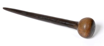 Lot 417 - A 19th Century Nguni Rhinoceros Horn Knobkerrie, South Africa, of dark greeny brown colour,...