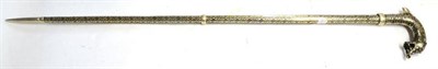 Lot 428 - An Indian Silver Inlaid and Niello Decorated Walking Stick, of three screw-together sections,...