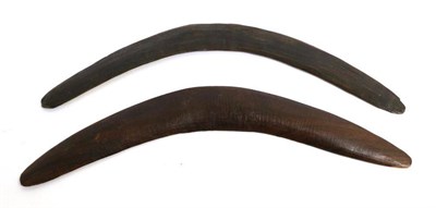 Lot 429 - A 19th Century Australian Aboriginal Boomerang, with stone chiselled decoration, 48cm; a...