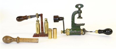 Lot 463 - Five Vintage Shotgun Cartridge Tools, including a 12 bore capper / decapper with coromandel...