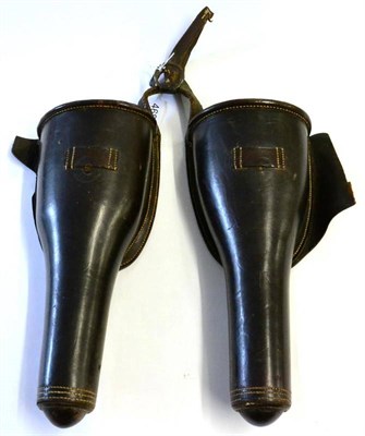 Lot 468 - A Pair of 19th Century Stitched Leather Saddle Holsters, for percussion pistols, with remains...