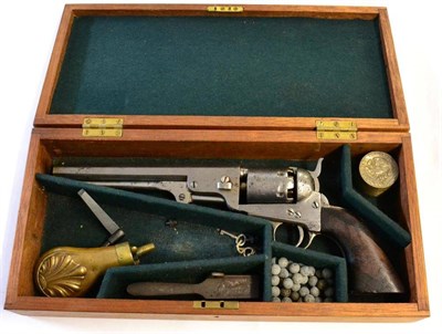 Lot 492 - A Colt Model 1851 Navy Six Shot Percussion Revolver, the 19cm octagonal steel barrel with one...