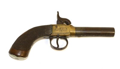 Lot 496 - A Victorian Percussion Pocket Pistol, the 7 cm turn-off barrel with Birmingham proof marks, the...