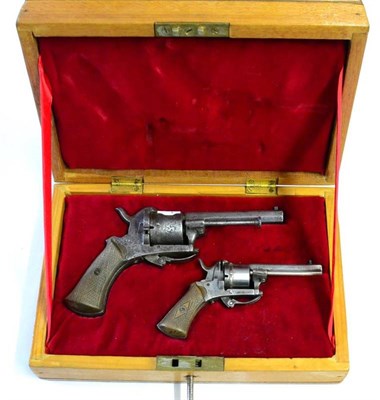 Lot 497 - A Belgian Pinfire Six Shot Revolver, the 8.5cm octagonal steel barrel and frame stamped 11959,...