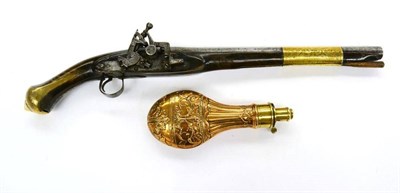 Lot 498 - A 19th Century Indo-Persian Snaphance Holster Pistol, the 36 cm barrel etched to the breech, single