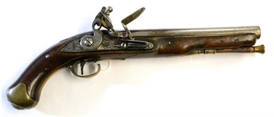 Lot 501 - A George III 1796 Flintlock Cavalry Pistol, the 23cm round steel barrel with London proof...