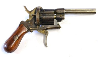 Lot 508 - A 19th Century Belgian Pinfire Six Shot Revolver, the 7cm round barrel with Liege proof marks,...