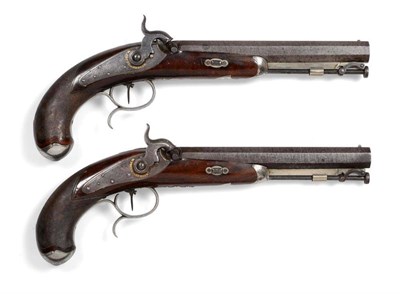 Lot 510 - A Good Pair of 19th Century Prussian Officer's Percussion Pistols by W Poppe, Berlin, each with...