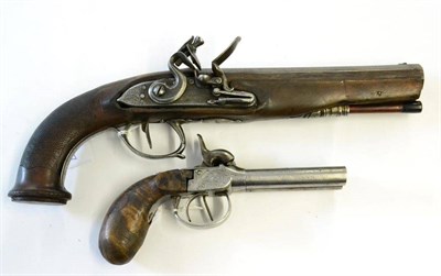 Lot 516 - A 19th Century Belgian Side by Side Double Barrel Percussion Overcoat Pistol, with 8cm turn-off...