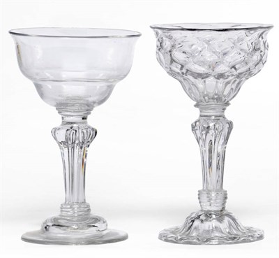 Lot 33 - A Sweetmeat Glass, circa 1745, the honeycomb-moulded double-ogee bowl with everted rim, upon an...