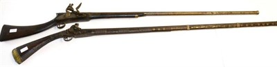 Lot 540 - An Early 19th Century Indo Persian Flintlock Musket, the 109cm panelled steel barrel inlaid...