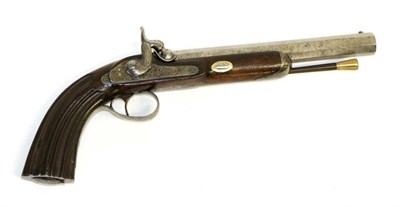 Lot 546 - A 19th Century Continental Officer's Percussion Pistol, the 21.5cm octagonal steel barrel with fore