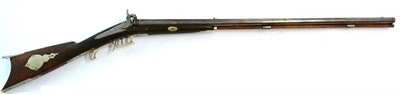 Lot 549 - A 19th Century American Double Barrel Percussion Sporting Gun, with 84cm steel barrels, the...