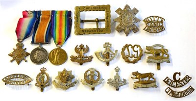 Lot 3 - A First World War Trio, comprising 1914-15 Star, British War Medal, 1914-1920 and Victory Medal, to