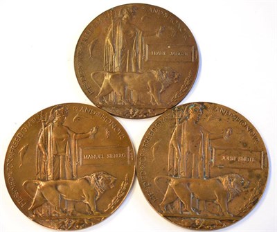 Lot 4 - Three First World War Cast Bronze Memorial Plaques, respectively to FRANK JAGGER, in original...