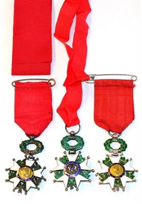 Lot 6 - A French Legion d'Honneur (Third Republic) Knight; and two others, (Third Republic) Officer (3)