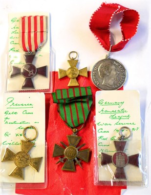 Lot 9 - A Collection of Six Medals and Medallions, comprising two First World War German Hanseatic...