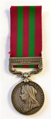 Lot 38 - An India  Medal, 1896, with clasp PUNJAB FRONTIER 1897-98, awarded to 211767 Dvr.H.J.Stevens, K By.