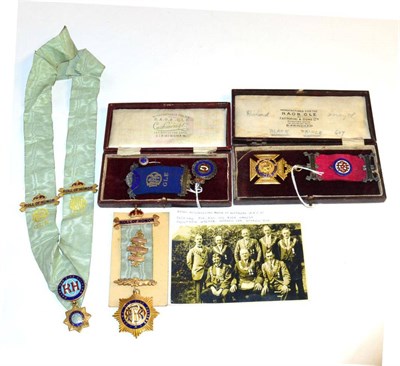 Lot 63 - Royal Antedeluvian Order of Buffaloes Interest: a 9ct gold and enamel Order of Merit and Honour...