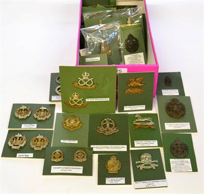 Lot 75 - A Collection of Sixty Two British Military Badges, including cap, glengarry, collar and helmet...