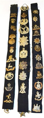 Lot 86 - A Collection of Sixty Four British Military Cap and Glengarry Badges, in brass, bi-metal and...