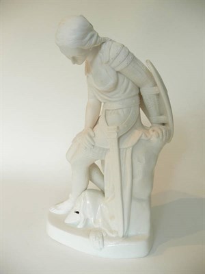 Lot 46 - A Minton Parian Figure of Clorinda, circa 1860, after a model by John Bell, the seated figure...