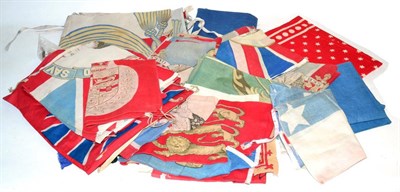 Lot 107 - A Collection of Approx. 40 Items Patriotic Printed Fabric Flags and Bunting, Victorian and...