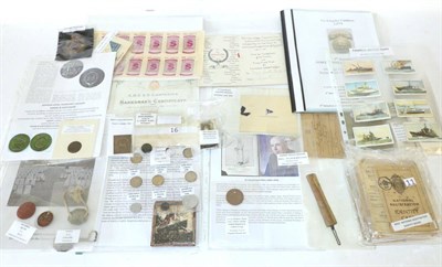 Lot 116 - An Assortment of Military-Related and Other Ephemera and Artefacts, including eight First World War