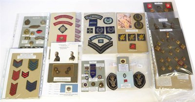 Lot 123 - A Quantity of Militaria, including rank pips and crowns, Regimental Sergeant Major's crowned...