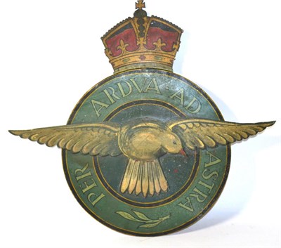 Lot 130 - An RAF Painted Wood Plaque, circa Second World War period, 53.5 cm high overall