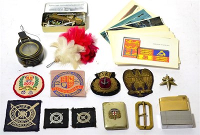 Lot 136 - A Small Quantity of Militaria, including a Second World War MkIII compass, brass buttons, three...