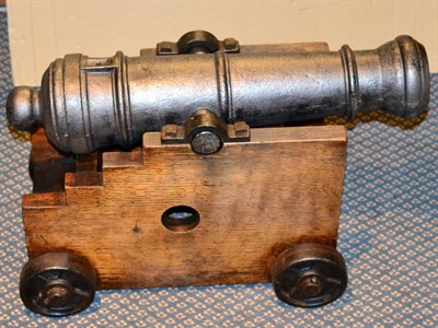 Lot 139 - A Victorian Model of a Signal Cannon, the 48cm triple ringed iron barrel with flared muzzle,...