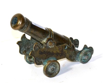 Lot 161 - A Late 18th/Early 19th Century Brass Signal Cannon, the 16cm ringed barrel with short...