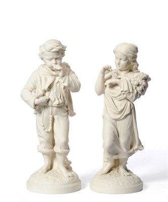Lot 52 - A Pair of Copeland Parian Figures of the Young Naturalists, after R J Morris, May 1897 and...