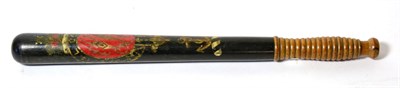 Lot 169 - A Victorian Naval Special Constable's Truncheon, the ebonised wood body painted in red, white...