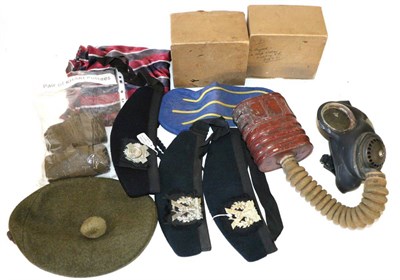 Lot 180 - A Collection of Glengarries, Side Caps and Berets, comprising Cameron Highlanders, with plated...