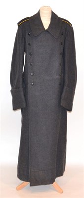 Lot 185 - A Second World War German Army Officer's Grey Wool Greatcoat, of double-breasted form,...