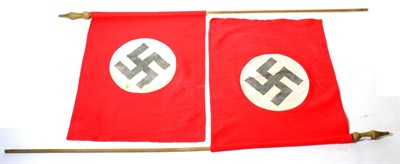 Lot 195 - Two German Third Reich Period Flags, each centrally with an applied printed roundel bearing the...