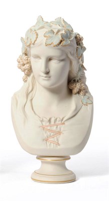 Lot 55 - A Copeland Parian Crystal Palace Art Union Bust of the Hop Queen, circa 1873, by J Durham, with...