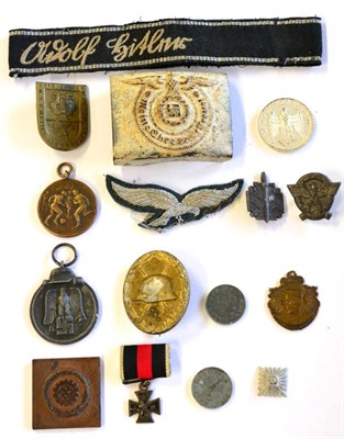 Lot 198 - A Small Collection of German Third Reich Items, including a 1st SS Panzer Division 'Adolf...